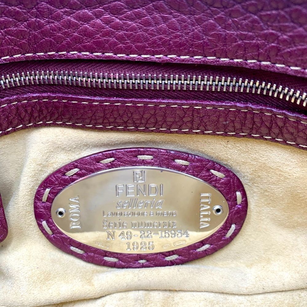 Auth Fendi Plum Selleria Leather Baguette Shoulder Bag Preloved Purse Excellent - Picture 11 of 14